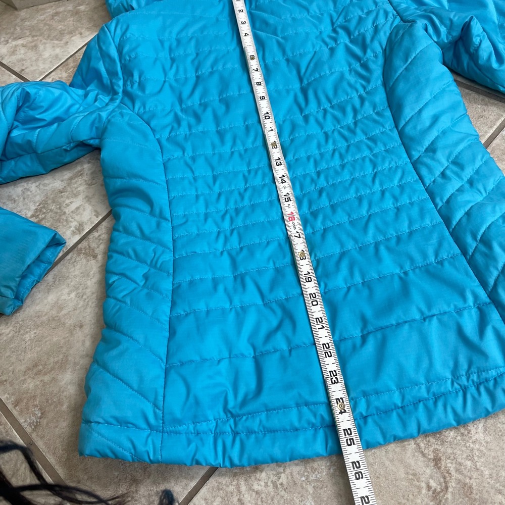 Icebreaker Merino wool blendBlue Quilted Hooded Puffer Jacket Womens Small Lime - Picture 11 of 13